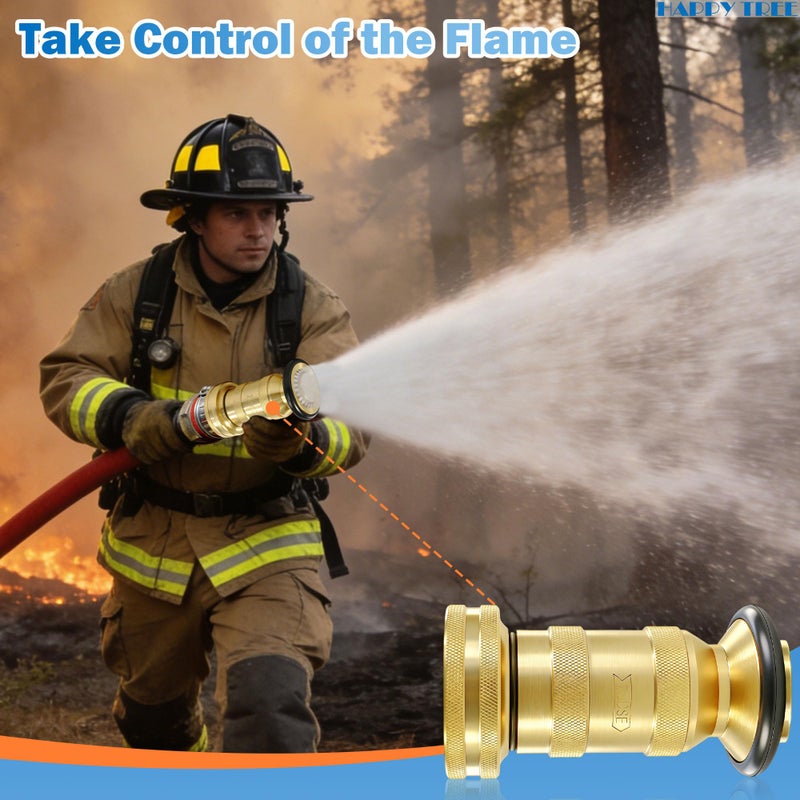 Happy Tree 1-1/2" NST/NH Fire Hose Nozzle 100 psi 85 gpm Brass Fire Equipment Heavy Duty Industrial Jet Fog Spray Nozzle Slim Neck - Image 4